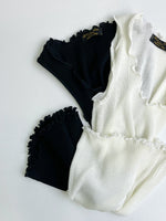 Charger l&#39;image dans la galerie, Top côtelé blanc vintage • Taille S/M
