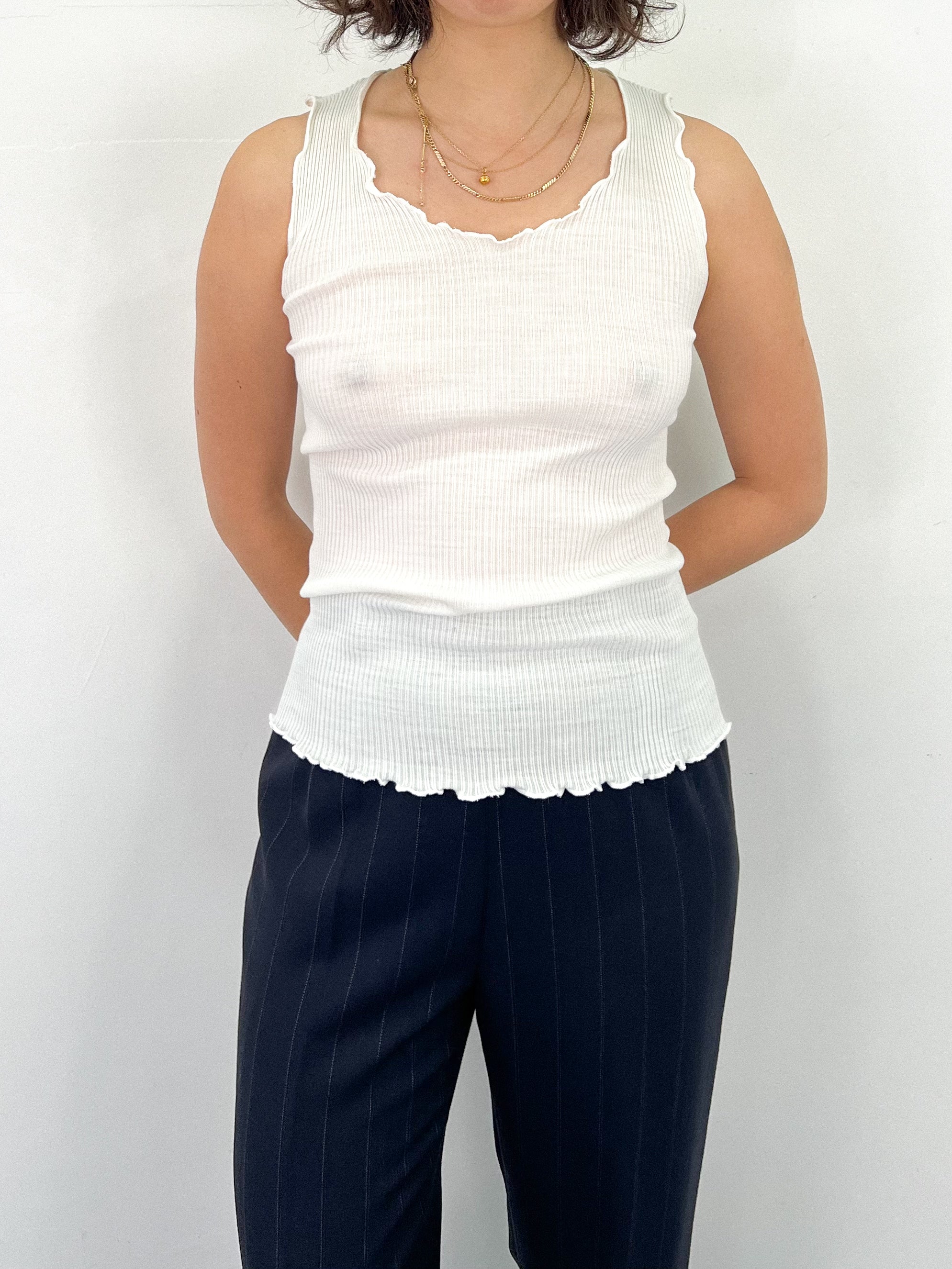 Top côtelé blanc vintage • Taille S/M