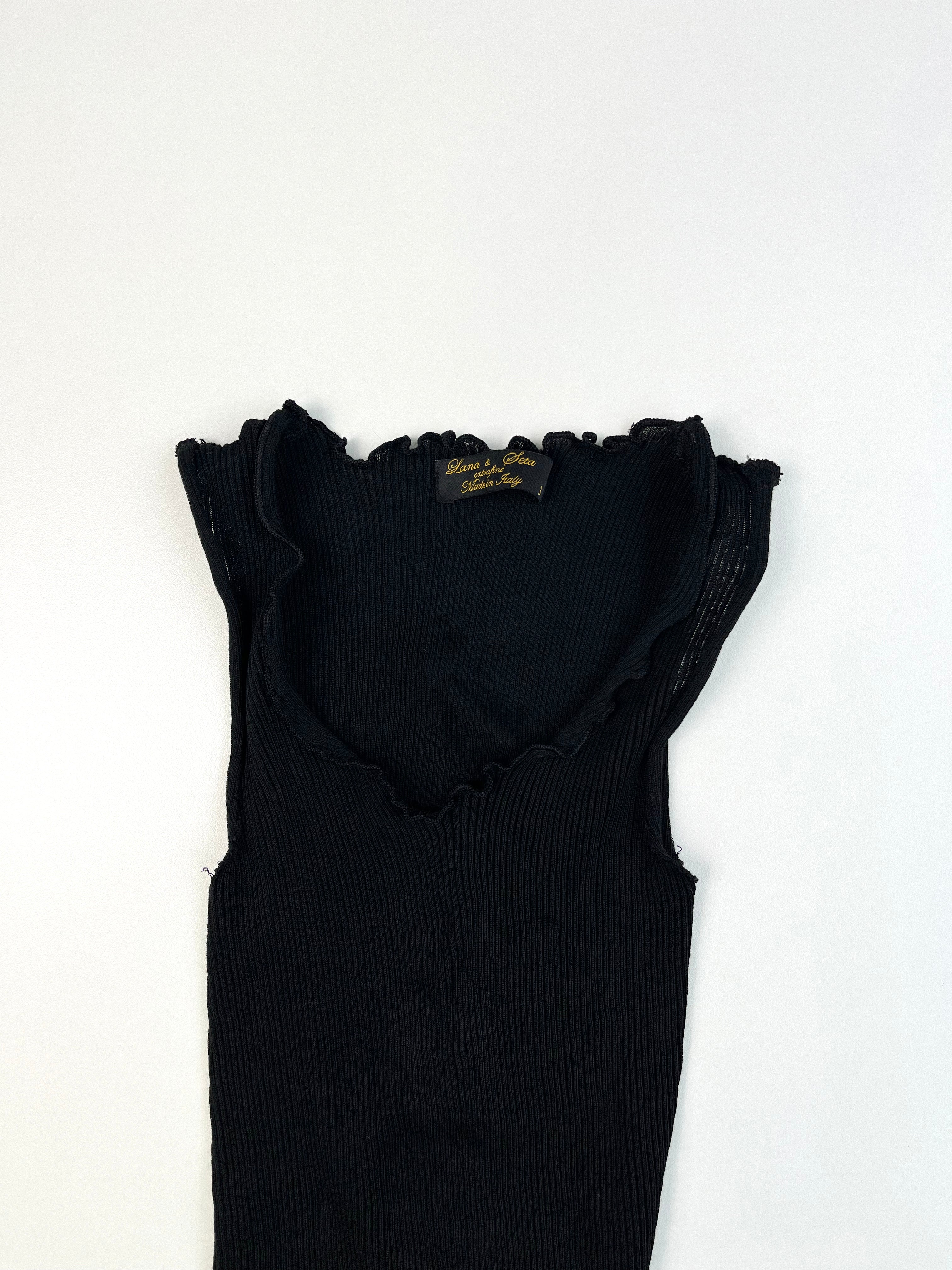 Top côtelé noir vintage • Taille S