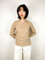 Charger l&#39;image dans la galerie, T-shirt rayé thermique en coton vintage 50&#39;s • taille S
