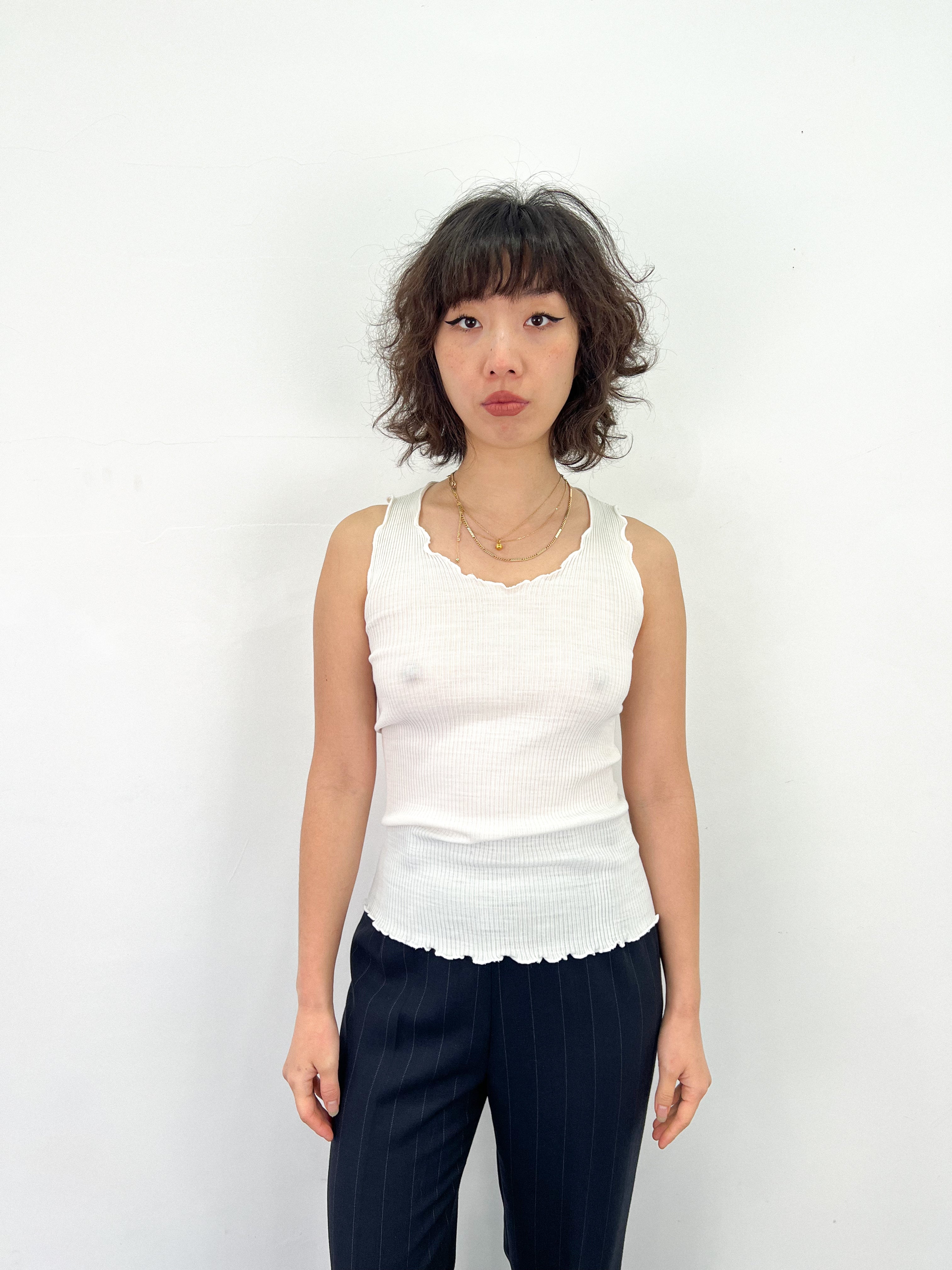 Top côtelé blanc vintage • Taille S/M